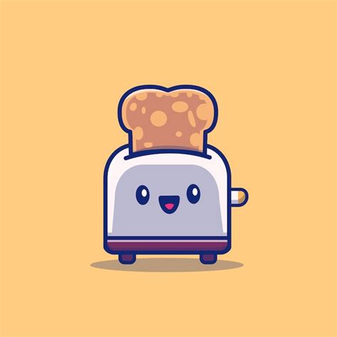 Premium Vector | Cute toaster with bread cartoon icon illustration ...