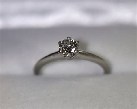 Vintage Tiffany & Co Diamond Platinum Solitaire Engagement Ring ...