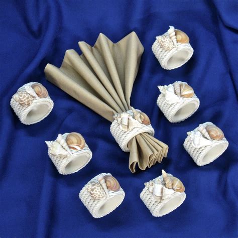 Seashell And Rope Napkin Rings Set Of 8 Etsy Rope Napkin Rings