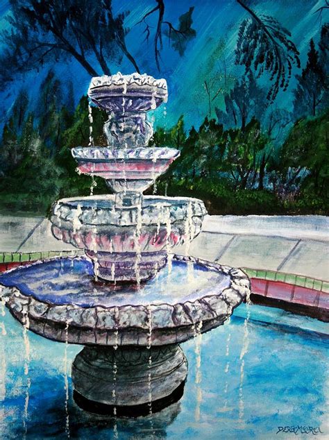 Water Fountain Acrylic Painting Art Print Painting By Derek Mccrea