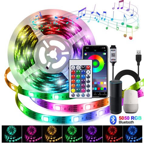 Bande Lumineuse Led Rvb Flexible Alimentation Usb Compatible Bluetooth