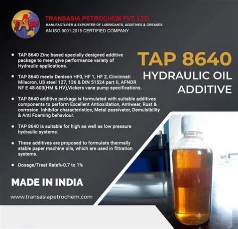 Tap Zinc Based Hydraulic Oil Additive Packaging Type Barrel At