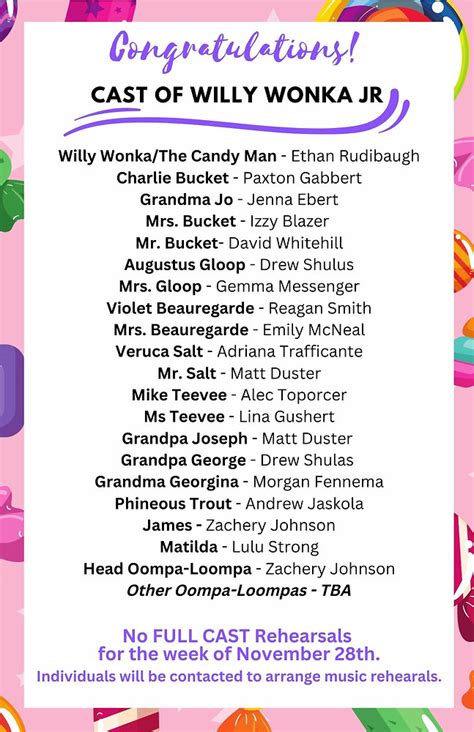 Congratulations to the Cast of "Willy Wonka Jr!"