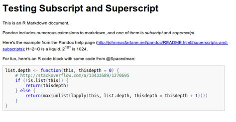 Producing Subscripts In R Markdown Stack Overflow