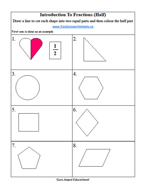 Half Fraction Worksheets - Worksheets For Kindergarten