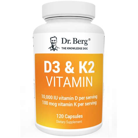 Dr. Berg Vitamin D3 & K2 Supplement for Heart and Bone Health, 120 ...