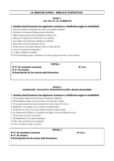 Repaso De Sintaxis De La Oraci N Simple