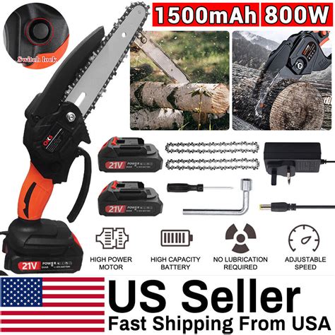 6 Mini Handheld Electric Chainsaw Cordless Chain Saw 21v 800w Battery Power Us Ebay