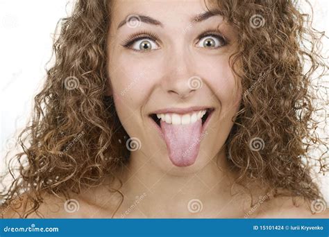 Woman Sticking Her Tongue Out Stock Photo Image Of Facial Child