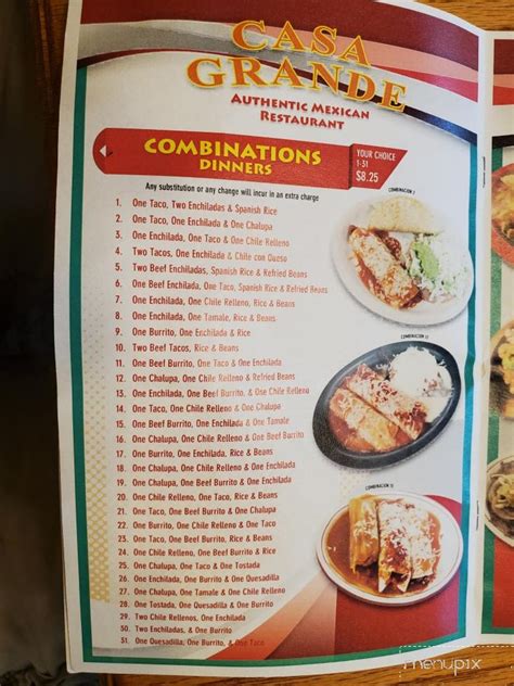 Menu Of Casa Grande Mexican Restaurant In Knoxville Ia 50138