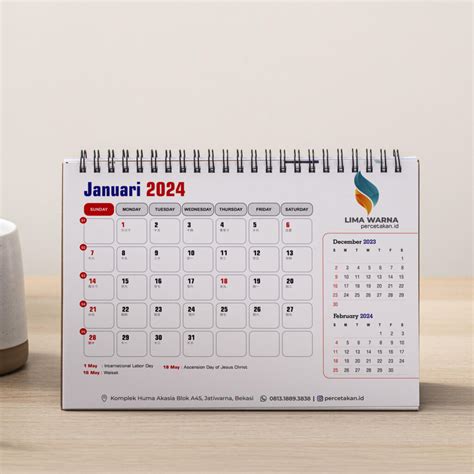 12 Template Desain Kalender Meja 2024 Lima Warna Offset Printing