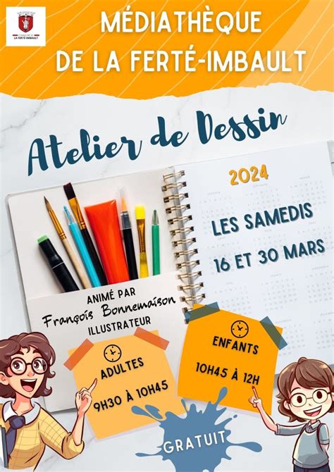 Ateliers de dessin à la médiathèque en Mars 2024 Commune de La Ferté