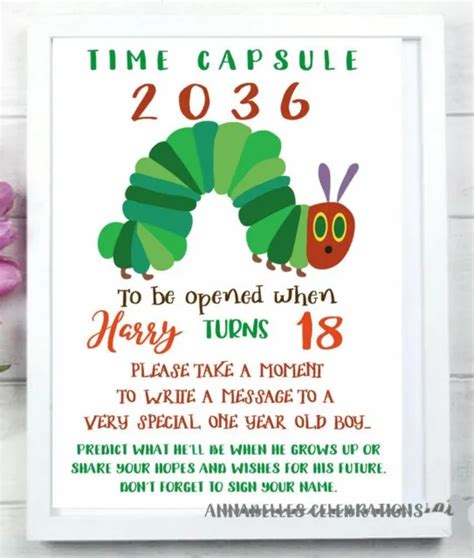 Printable Printable Hungry Caterpillar St Birthday Time Capsule Invite