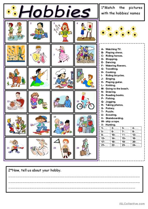 Hobbies English Esl Worksheets Pdf And Doc