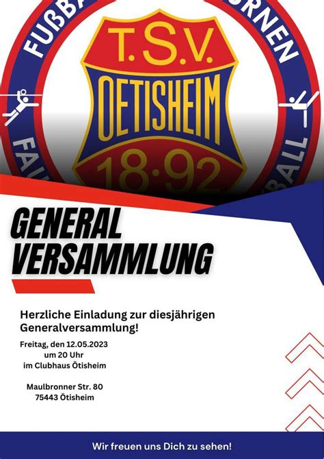 Einladung zur Generalversammlung TSV Ötisheim