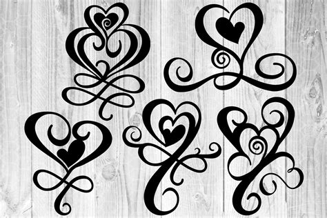 Swirly Open Heart Svg