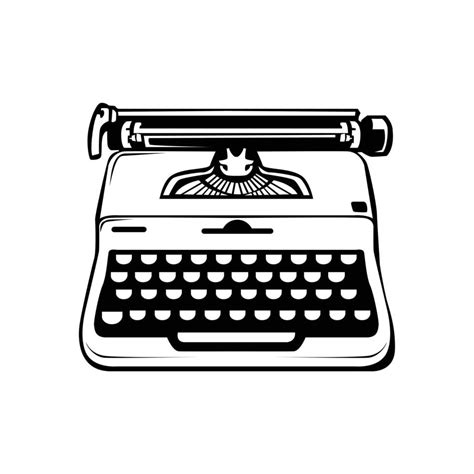 Vector Illustration Of Old Black And White Typewriter Vector