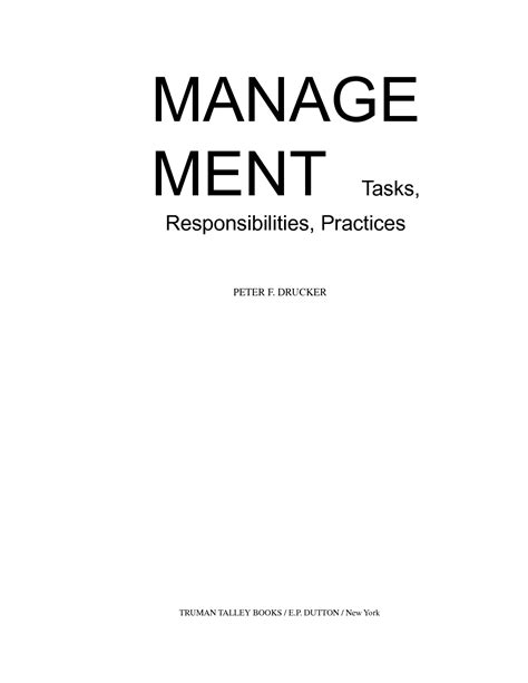 Solution Management Tasks Responsibilities Practices By Peter Drucker