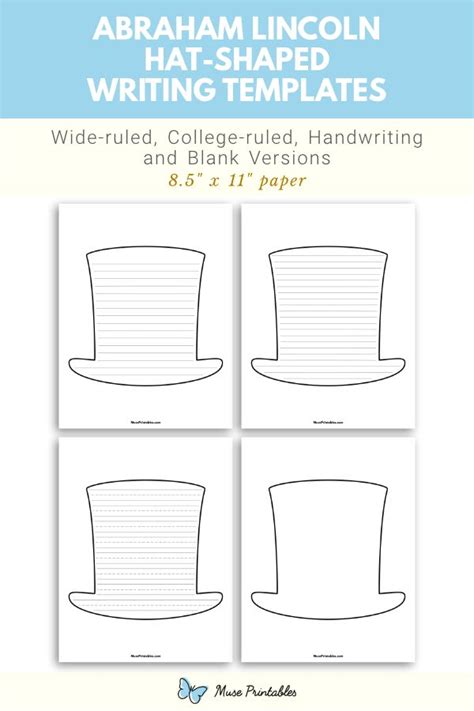 Free Printable Abraham Lincoln Hat Shaped Writing Templates This PDF