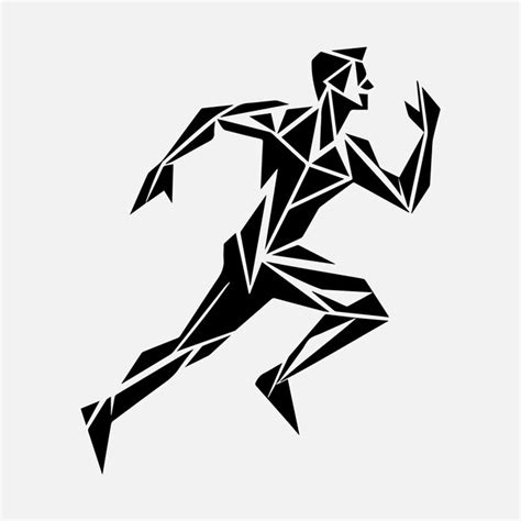 Geometric Running Man Vector Silhouette Illustration Geometric Running