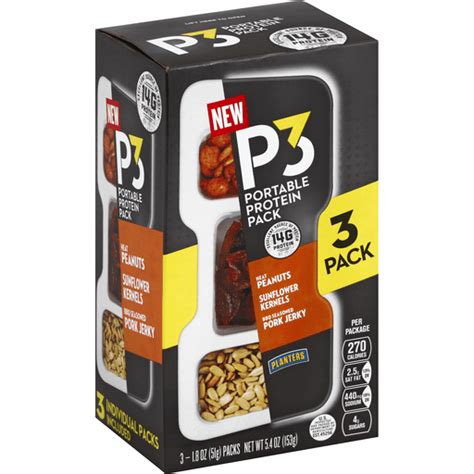 Planters P3 Portable Protein Snack Pack With Heat Peanuts Sunflower