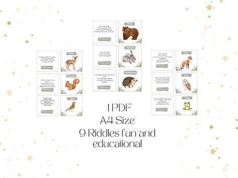 Riddles What Am I Game. Woodland Animals. Party Riddles. Educational