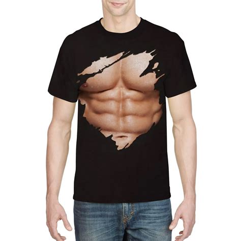 Funny Print T Shirts 3d Pectoralis Abdominal Muscles Pattern Men Tops Tee Summer Short Sleeve