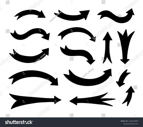 Bold Hand Drawn Arrows Set Vector Stock Vector Royalty Free