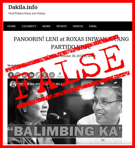 VERA FILES FACT CHECK Report Claiming Robredo And Roxas Have Left LP