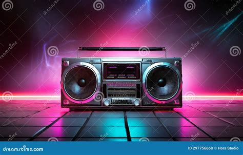 Retro Disco Night Background with Neon Lights. Stock Illustration ...