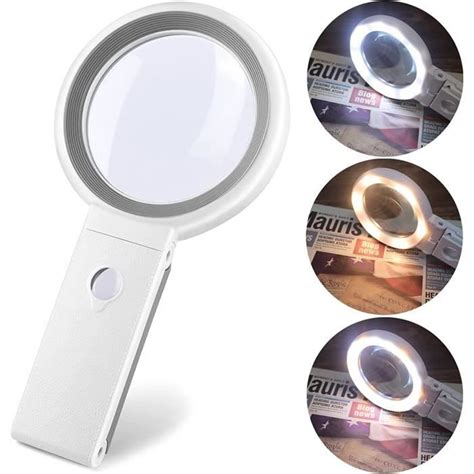 Loupe avec Lumière Loupe à Main avec 18 LED Loupe De Lecture