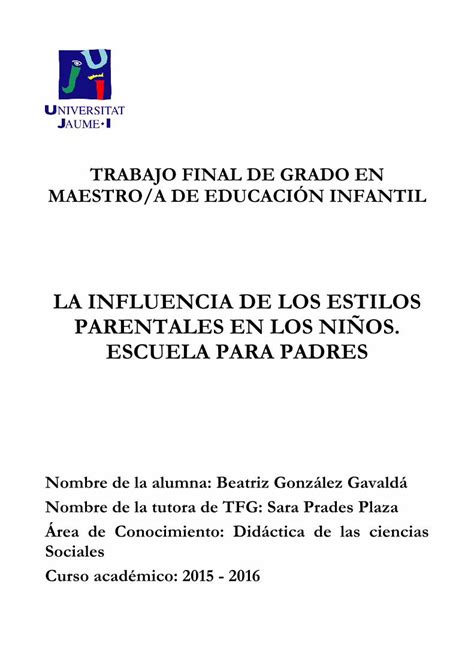 PDF LA INFLUENCIA DE LOS ESTILOS PARENTALES EN LOS NIÑOS DOKUMEN TIPS