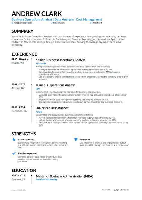 5 Business Operations Analyst Resume Examples And Guide For 2024