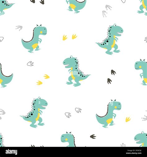 Lindo Patr N De Dinosaurios Vector De Dibujos Animados Dino De Fondo