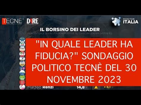 IN QUALE LEADER HA FIDUCIA SONDAGGIO POLITICO TECNÈ DEL 30 NOVEMBRE