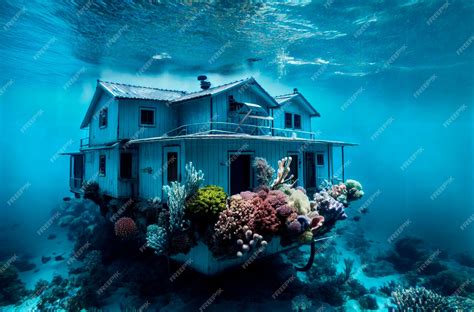 Premium Photo Sunken House Under Water Abandoned Building At Bottom