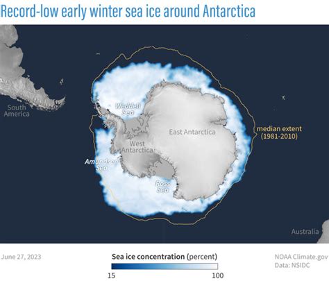 Antarctic Sea Ice Reaches An Early Winter Record Low In June 2023 Noaa