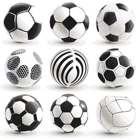 Diverse Collection of Iconic Soccer Balls: Monochrome Designs and ...