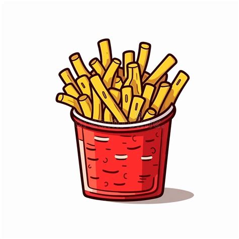 Chips Hand Drawn Illustration French Fries Vector Doodle Style