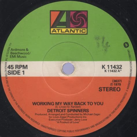 Detroit Spinners Working My Way Back To You 1979 Wea Pressing