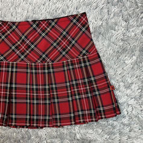 Red Plaid Pleated Mini Skirt Brand Royal Bones By Depop