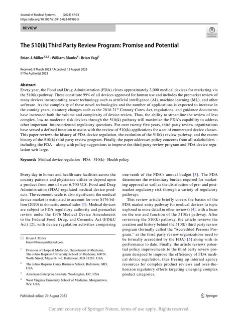 Pdf The K Third Party Review Program Promise And Potential