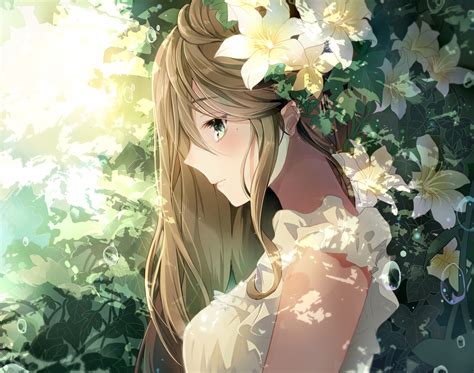 Fondos De Pantalla Ilustracion Flores Anime Chicas Anime Pelo Images