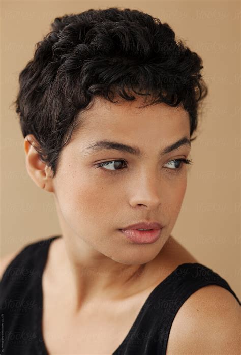 close  portrait  woman    distance  stocksy