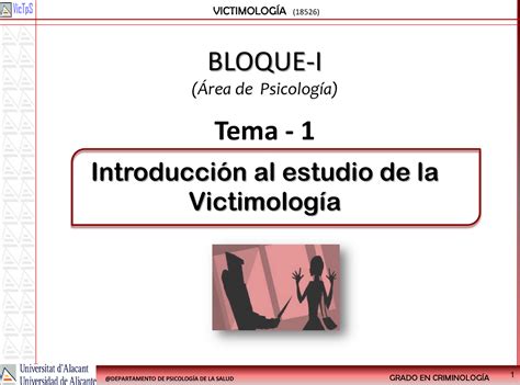 Tema Introducci N Al Estudios De La Victimolog A Bloque I Rea