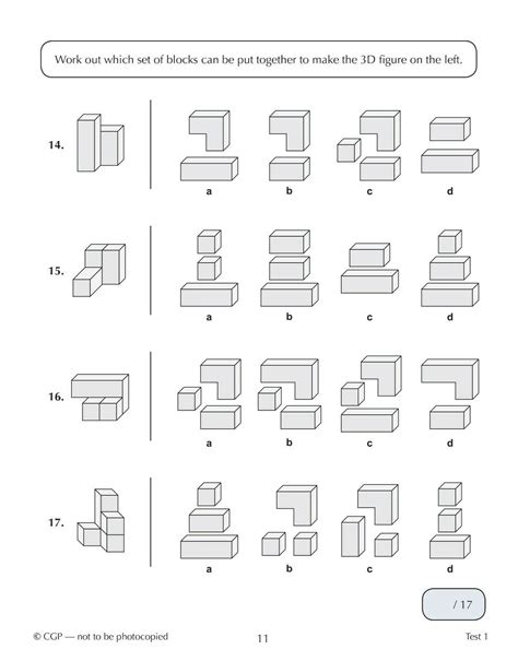 11 Plus Year 5 CEM 10 Minute Test Non Verbal Reasoning 3D and Spatial