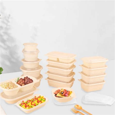 Safe Eco Friendly Degradable Packaging Boxes Corn Starch Takeaway Food