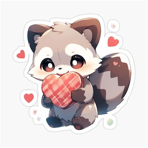 Cute Kawaii Racoon In Love By Cozykawaiiart Redbubble 캐릭터 일러스트 동물