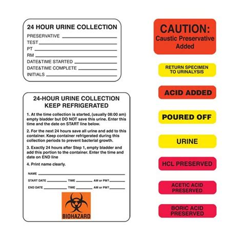 Urine Collection Labels MarketLab 24Hr Urine Collection Instructions L