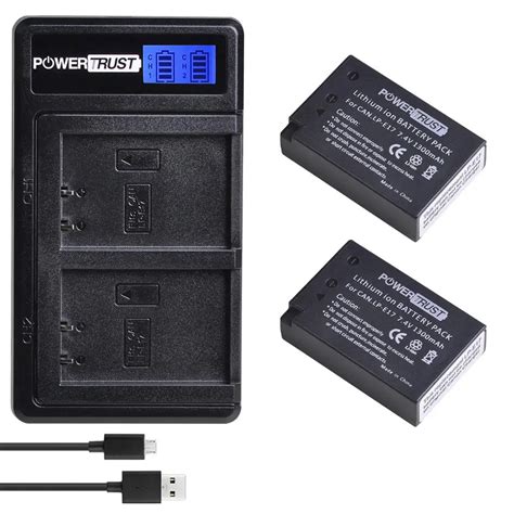 PowerTrust LP E17 LPE17 LP E17 Battery Fast LCD USB Charger For Canon